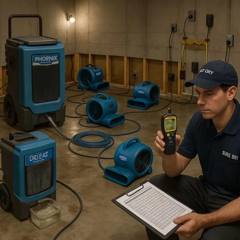Structural Drying and Dehumidification process in Howard, KS